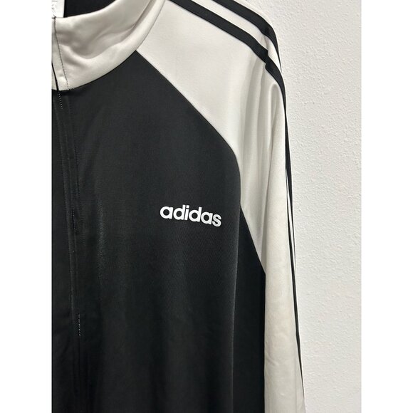 Adidas Mens Black White Full Zip Track Jacket Logo Sz 2XL - Picture 4 of 8